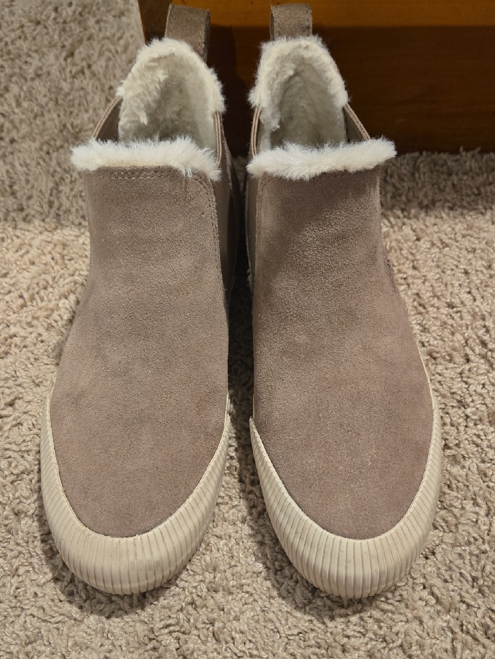 Taupe Suede Slip-On Faux Fur Lined Timberland Boot